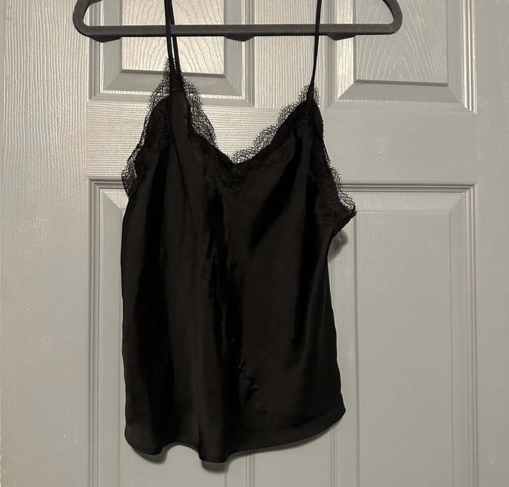 Victoria's Secret Black Satin Lace-Trim Camisole